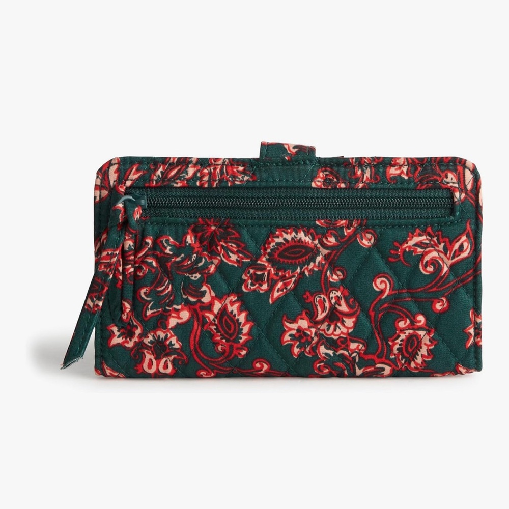 NEW Vera Bradley Victorian Vines Green and Red Premium Tab Cotton Wallet - Picture 3 of 5